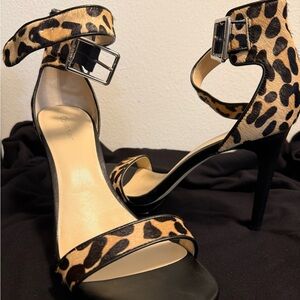 Calvin Klein Black and Tan Animal Print Heels